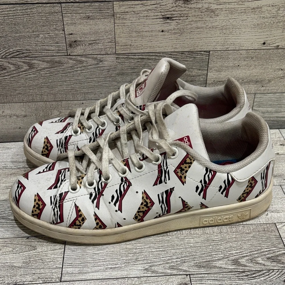 Adidas White Sneakers with Red and Black Graphic